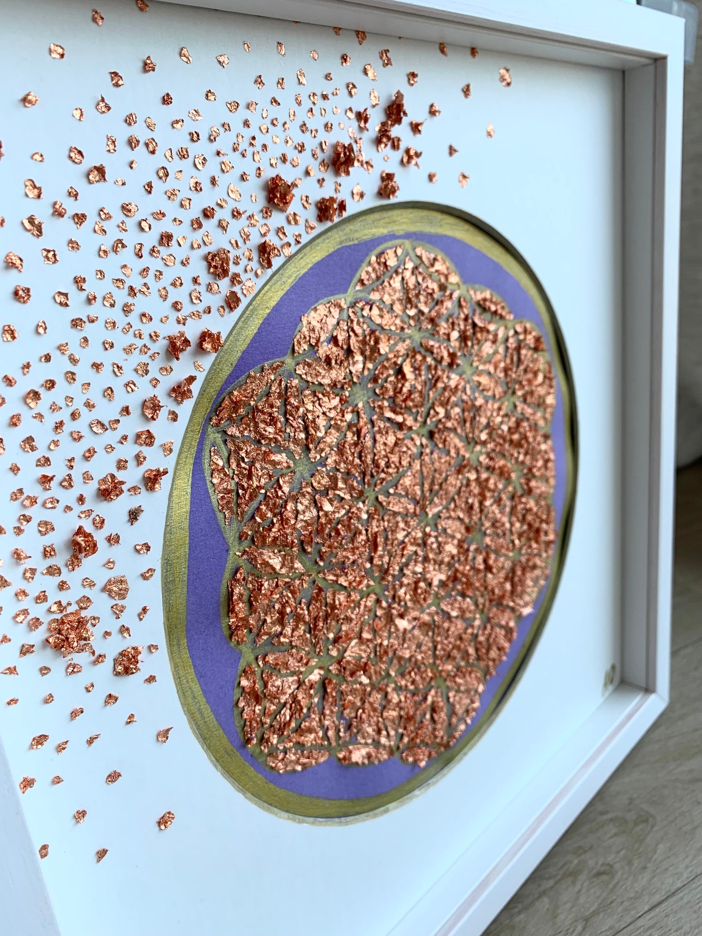 Fleur de vie - Tableaux en feuilles bronze fait par L'ours Doré