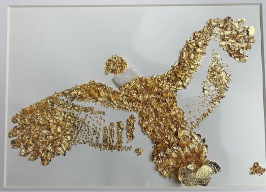 Condor des Andes - Tableau avec feuilles dorées fait par L'ours Doré