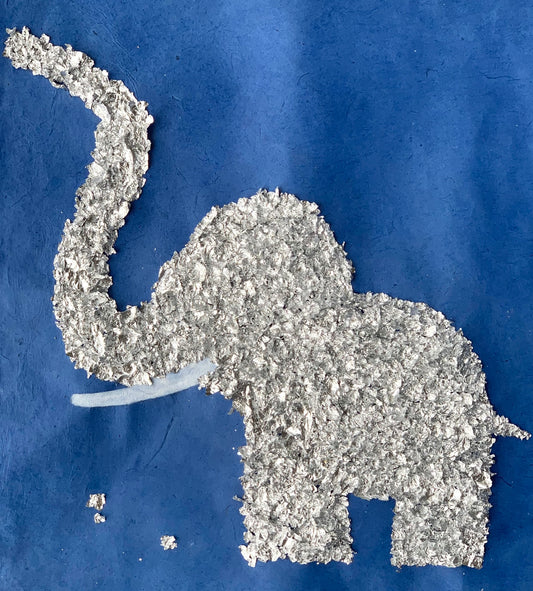 Elephant - Tableaux en feuilles argentées fait par L'ours Doré