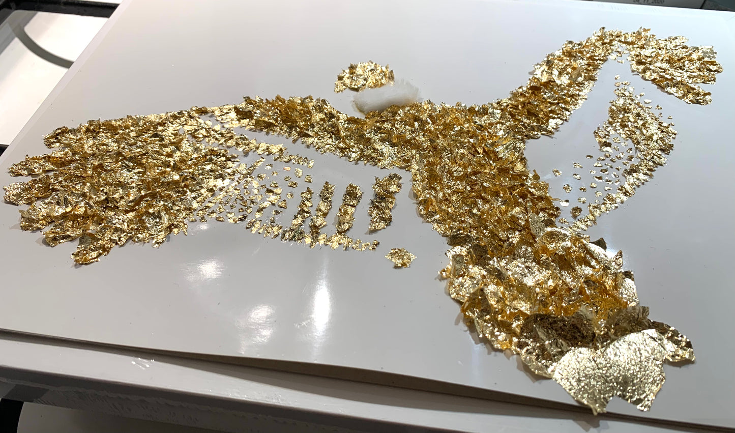 Condor des Andes - Tableau en feuilles dorées fait par L'ours Doré