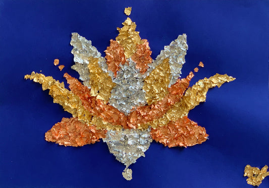 Lotus sacré - Tableau en feuilles dorées fait par L'ours Doré
