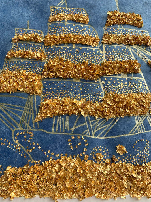 Voilier en feuilles d'or