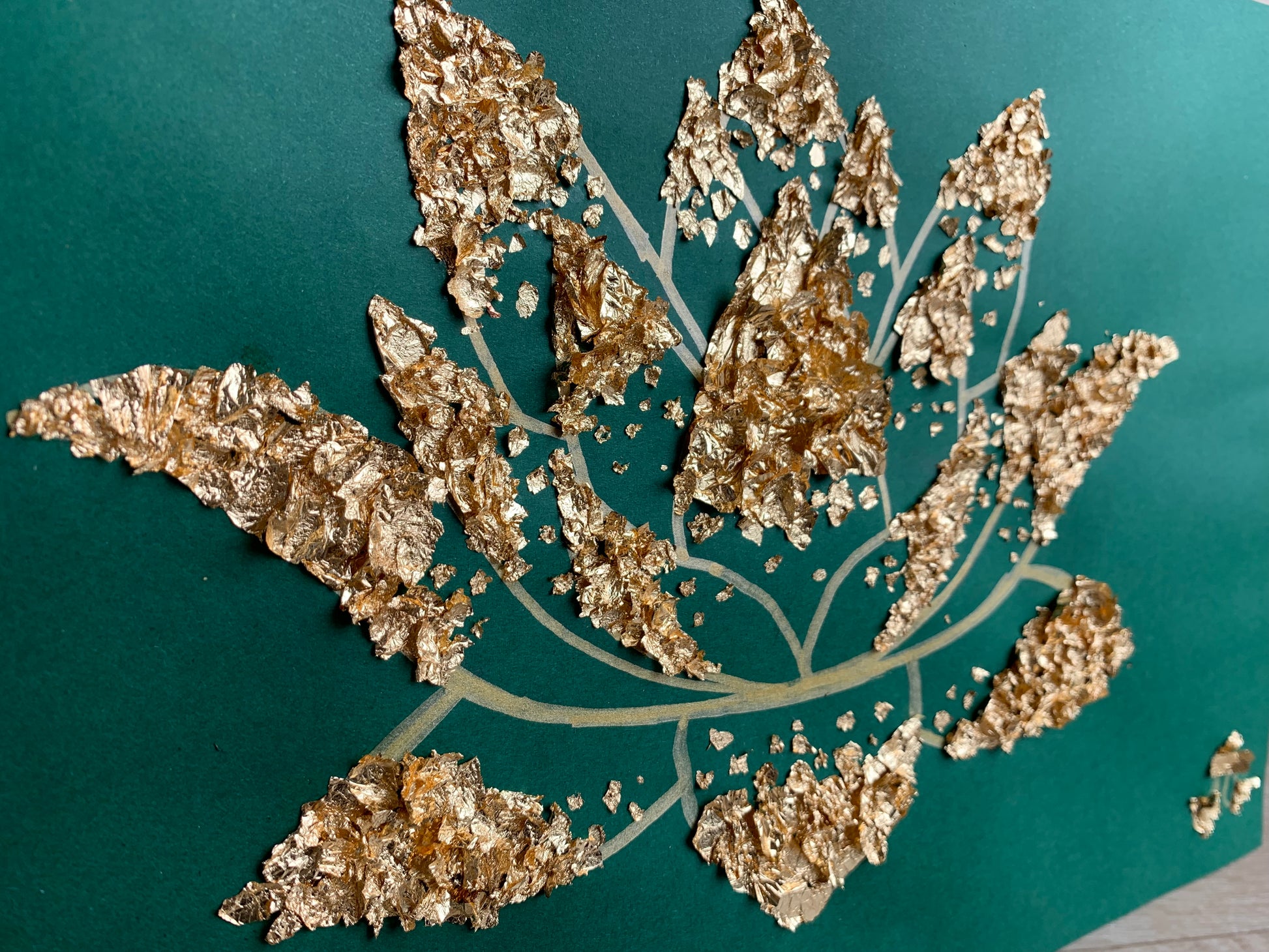 Tableau oriental en feuilles d'or fait par L'ours Doré