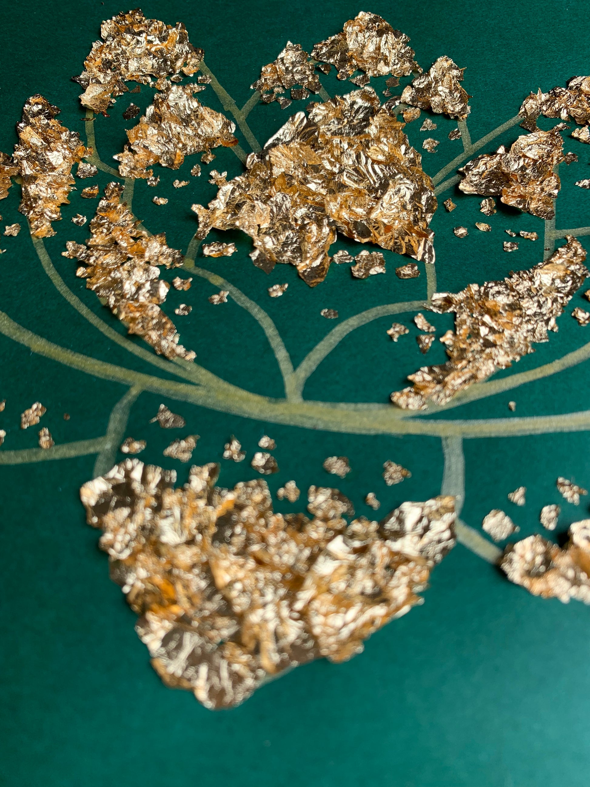 Lotus d'orient - Tableaux en feuilles dorée fait par L'ours Doré
