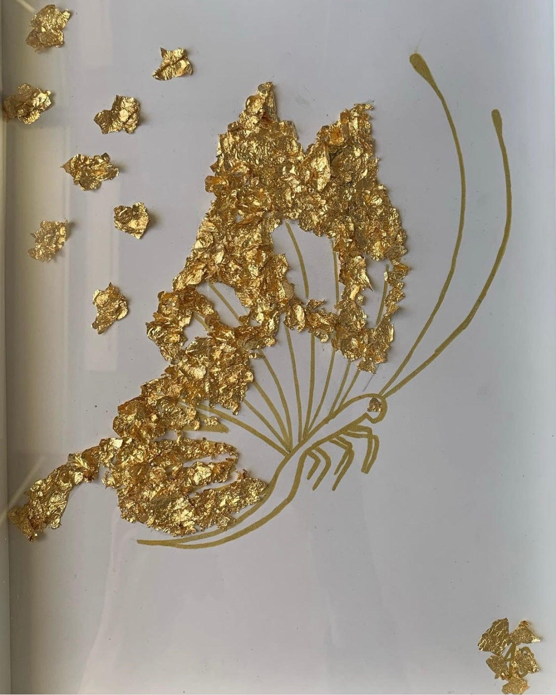 Papillon - Tableau en feuilles d'or fait par L'ours Doré