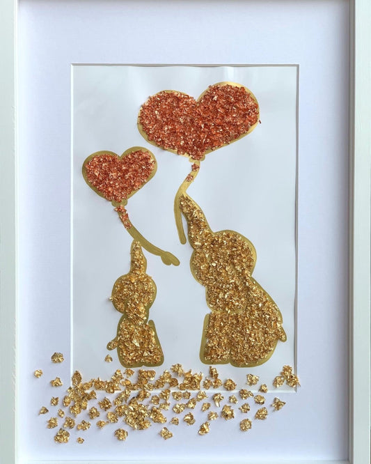Cœurs d'or - Tableaux en feuilles dorées fait par L'ours Doré