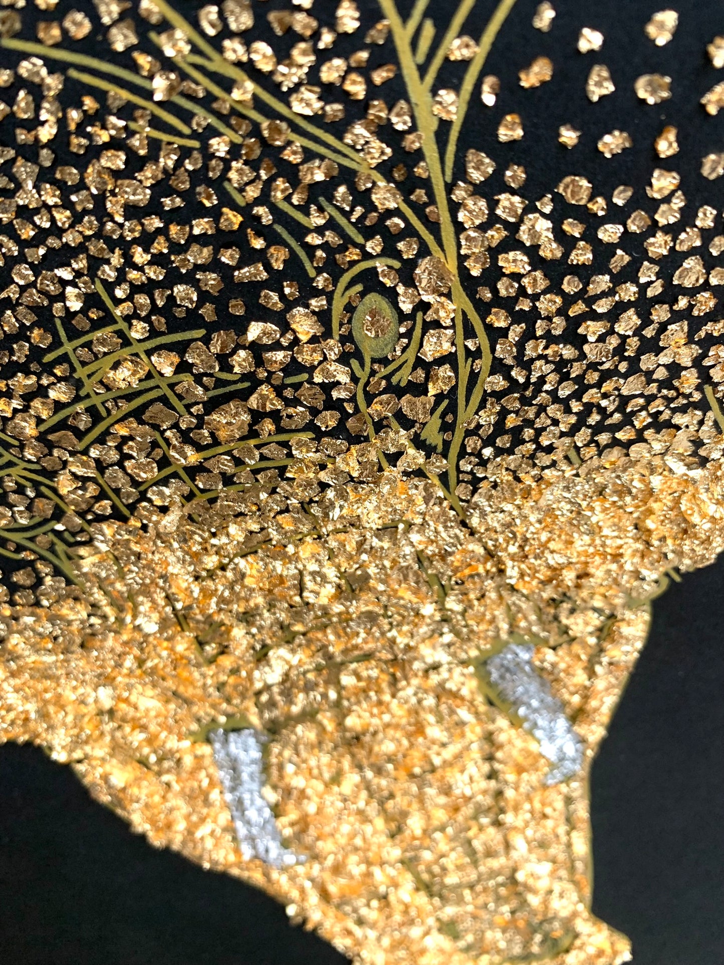 Tableau en feuilles d'or représentant un éléphant