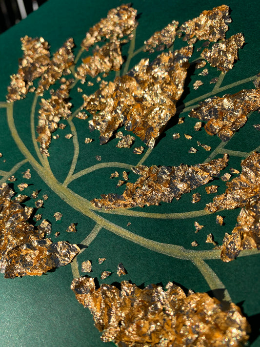 Lotus d'orient - Tableau en feuilles d'or fait par L'ours Doré
