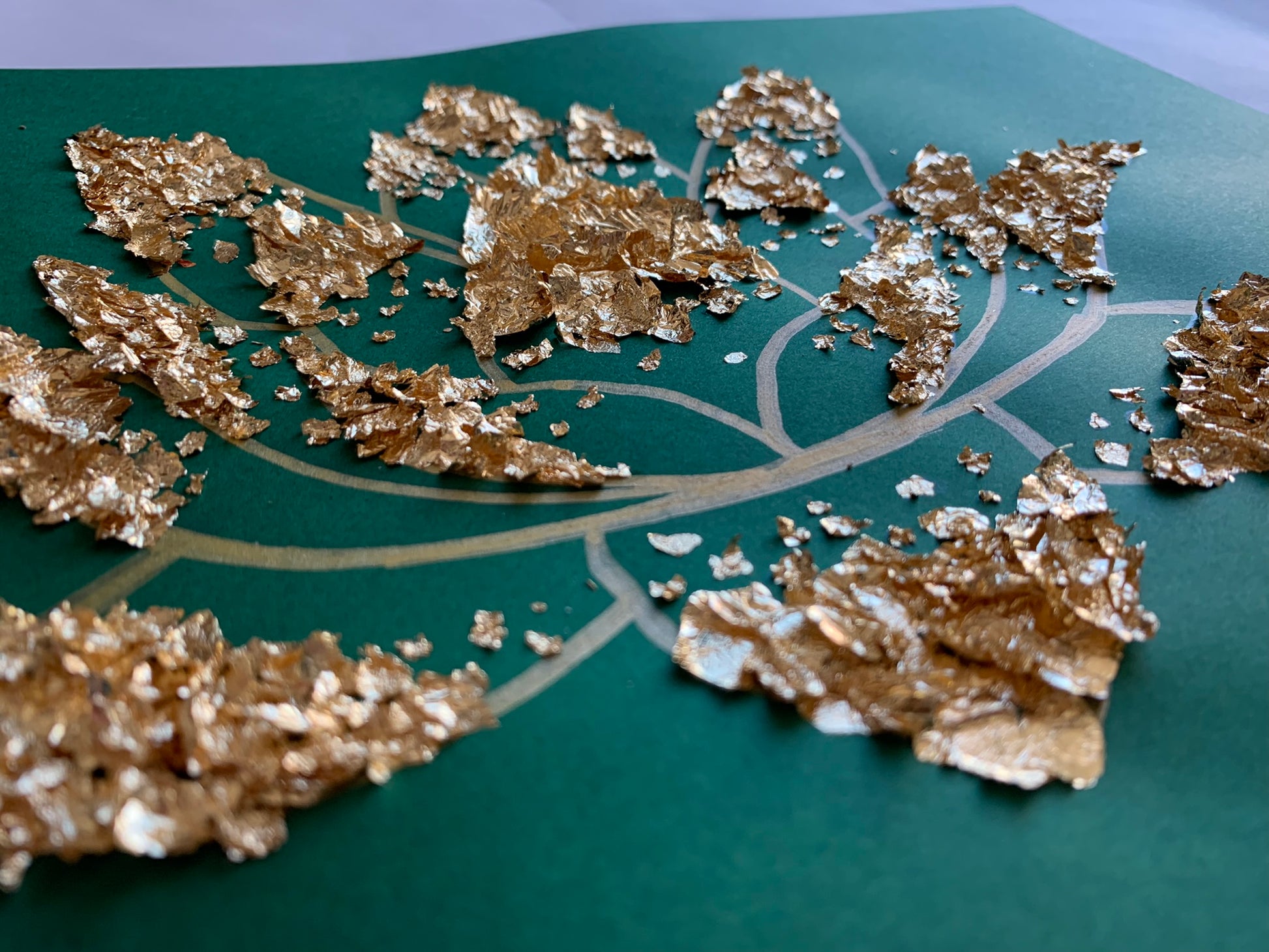 Tableaux d'un lotus d'orient en feuilles d'or