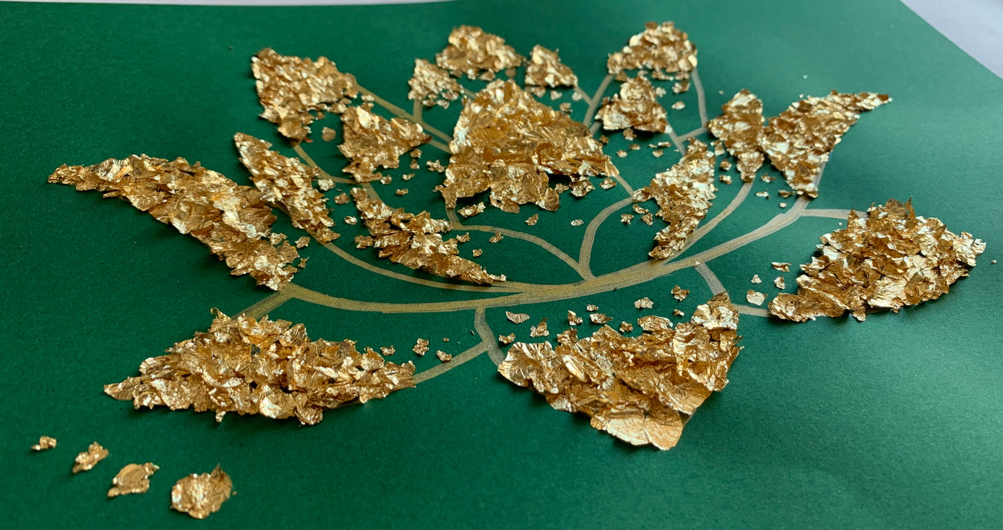 Tableaux d'un lotus d'orient en feuilles d'or fait par L'ours Doré