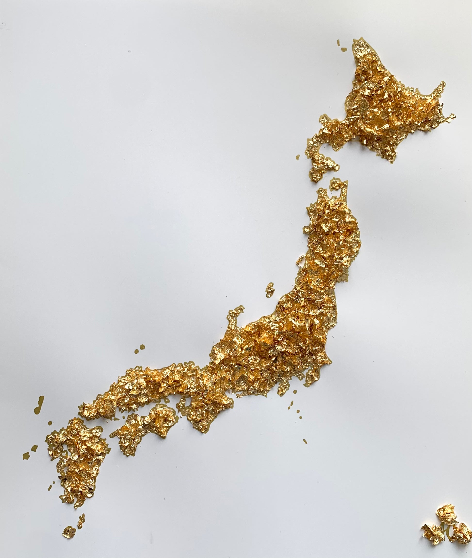 Japon - Tableau en feuilles dorées fait par L'ours Doré