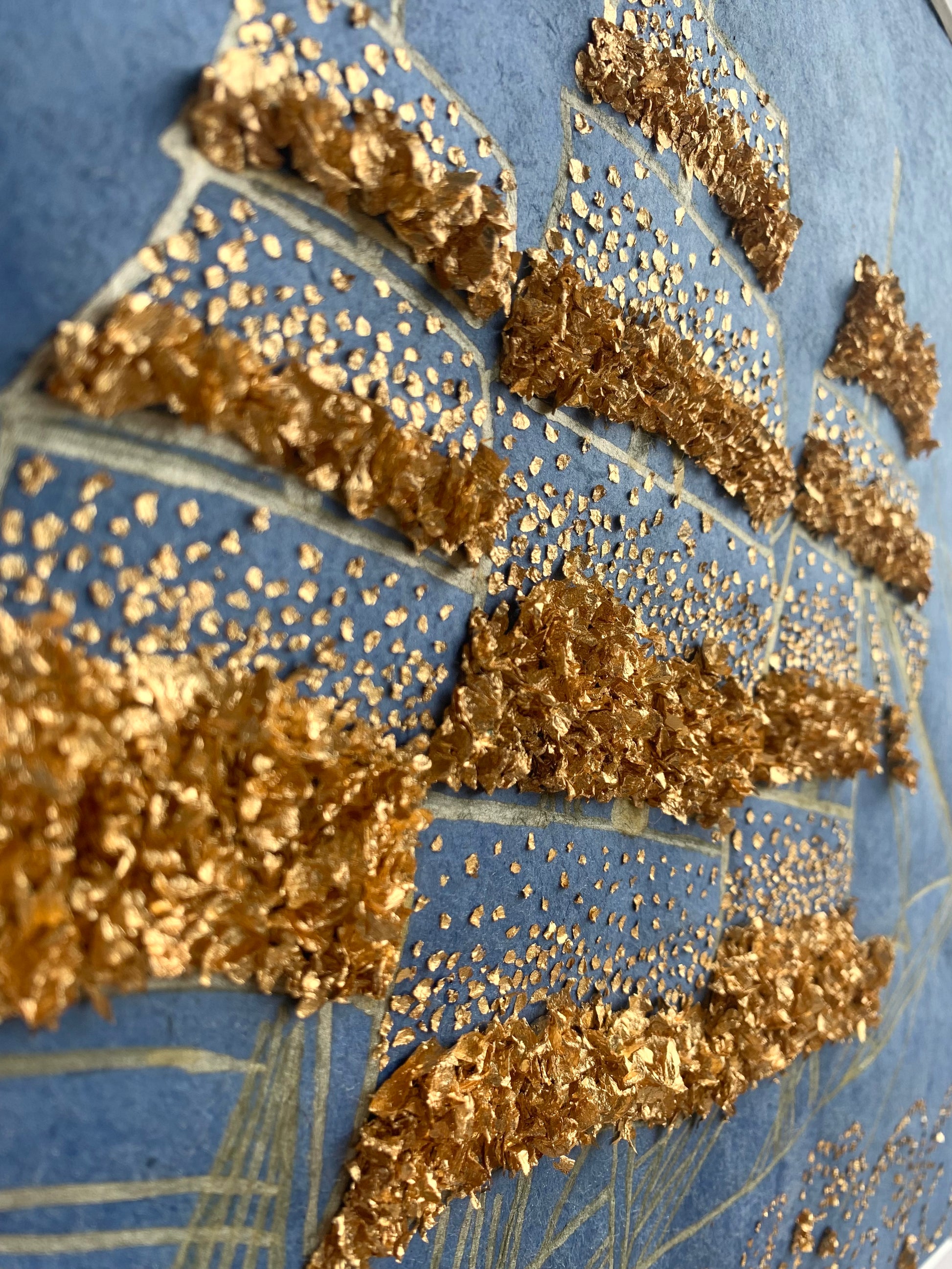 Tableau d'un voilier en feuilles d'or
